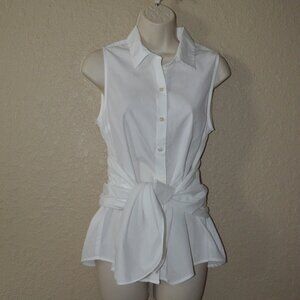 Sz S FRAME White Tie Front Sleeveless Blouse